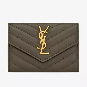 Сумка-клатч Saint Laurent Cassandre Envelope Leather Chain, темно-коричневый