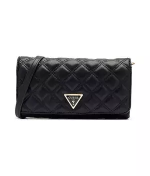Сумка-клатч стеганая Guess Giully с логотипом бренда, черный