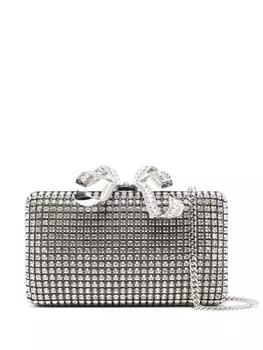 Сумка-клатч в форме хрустальной коробки с автопортретом Self-Portrait, серебристый