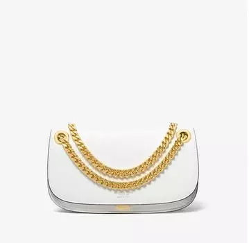 Сумка-конверт миниатюрная кожаная Michael Kors Christie Mini Leather Envelope, белый