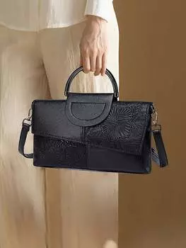 Сумка-конверт с узором, черный