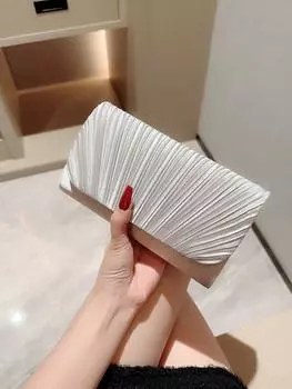 Сумка-конверт со складками, серебряный