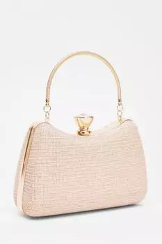 Сумка-коробка для драгоценностей цвета шампанского Shimmer QUIZ Clothing