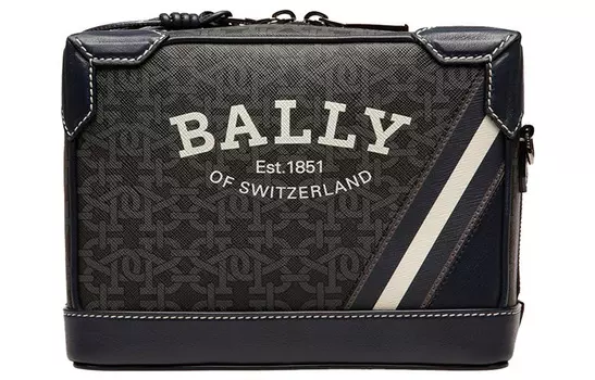 Сумка-коробка из хлопка с коровьей кожей, сумка на плечо, обычная мужская, цвет морской волны BALLY