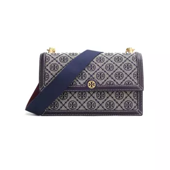 Сумка-коробка из коровьей кожи с монограммой T, сумка-коробка, сумка через плечо, женская, цвет морской волны TORY BURCH