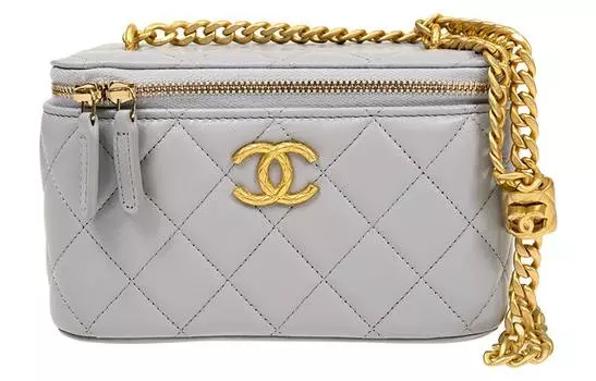 Сумка-коробка из овчины, косметичка, сумка через плечо, женская серая CHANEL