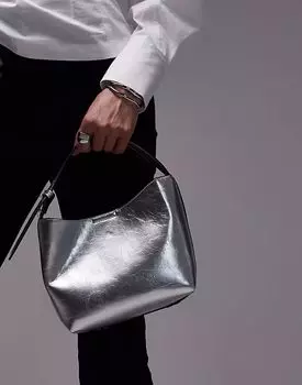 Сумка-коробка Topshop Gabby серебристого цвета
