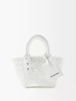 Сумка-корзина bistro xxs из плетеной искусственной кожи Balenciaga, белый