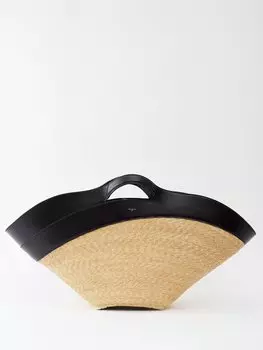 Сумка-корзина khaima с кожаной отделкой из рафии ALAA, черный