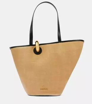 Сумка-корзина Le Bambola с кожаной отделкой Jacquemus, цвет ivory/black