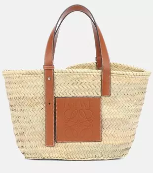 Сумка-корзинка среднего размера с кожаной отделкой Loewe, нейтральный