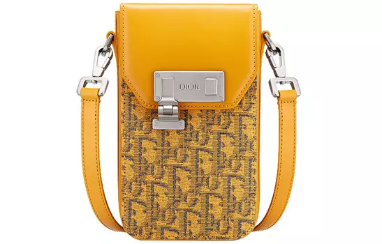 Сумка-кошелек для мобильного телефона из кожи с замком, сумка на плечо, обычная мужская, золотистая DIOR