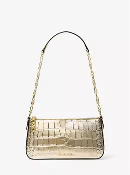 Сумка-кошелек Empire Medium из металлизированной кожи с тиснением под крокодила Michael Kors, золотой