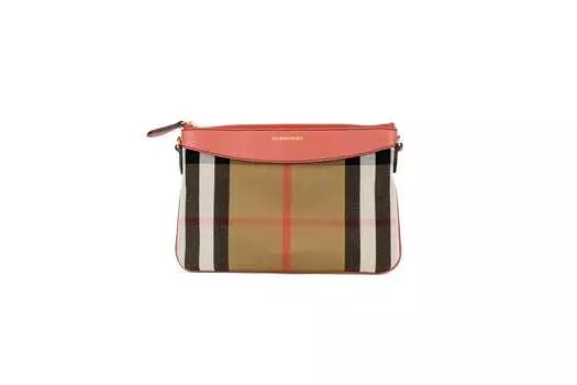 Сумка-кошелек из кожи Burberry Peyton House Check Derby Cinnamon Grain Leather сумка через плечо для женщин, цвет multi