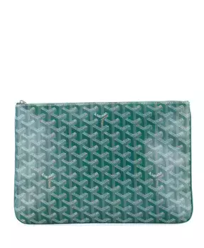 Сумка-кошелек MM Senat Zip Pouch из лакированного холста Pre-Owned Goyard, зеленый