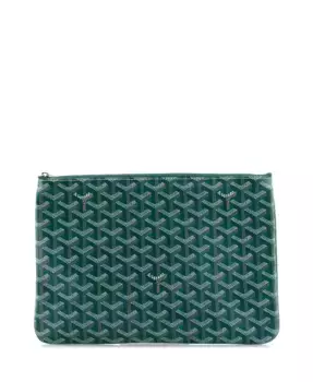 Сумка-кошелек MM Senat Zip Pouch из лакированного холста Pre-Owned Goyard, зеленый