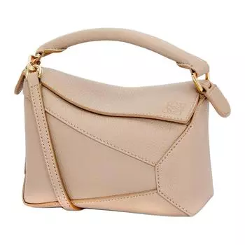 Сумка-кошелек Puzzle из мягкой зернистой телячьей кожи, через плечо, мини-сумка женская, песочного цвета LOEWE