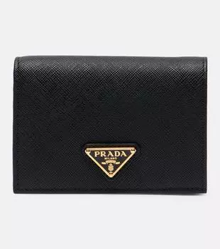 Сумка-кошелек Saffiano из натуральной кожи маленького размера Prada, черный
