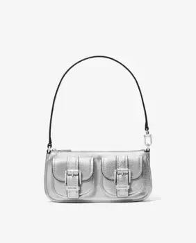 Сумка-кошелек Zoe из металлизированной кожи Michael Michael Kors, серебряный