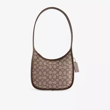 Сумка кожаная Coach Curve с молнией, коричневый / серый