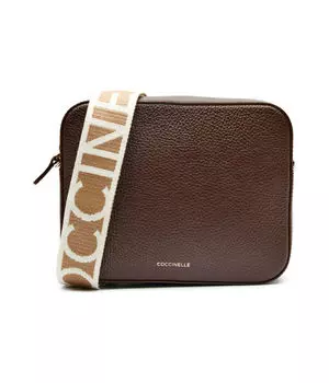 Сумка кожаная Coccinelle, коричневый / белый / бежевый