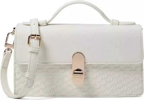 Сумка кросс-боди Anne Klein E/W Embossed Logo Flap Shoulder Bag With Turn Lock, цвет Anne White
