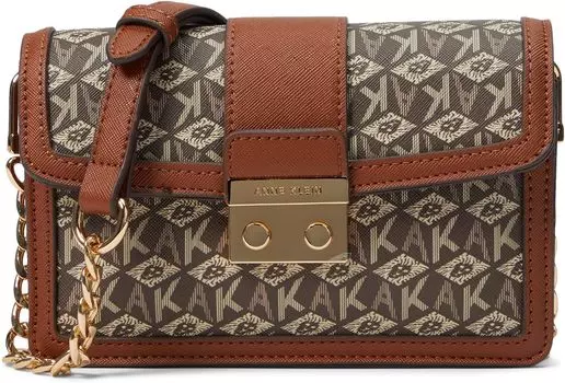 Сумка кросс-боди Anne Klein East/West Mini Flap Crossbody, цвет Cream/Brown/Saddle