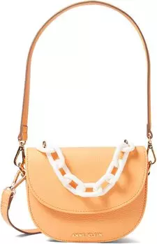 Сумка кросс-боди Anne Klein Mini Saddle Crossbody with Resin Chain, цвет Papaya