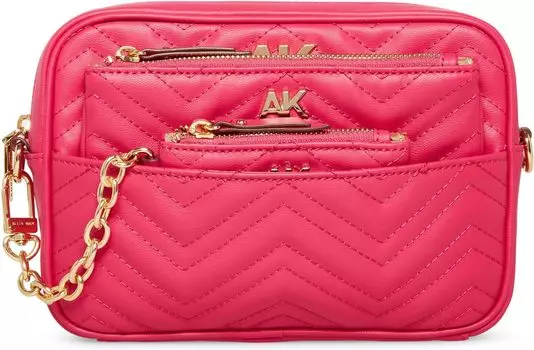 Сумка кросс-боди Anne Klein Quilted Camera Crossbody with Two Detachable Pouches, цвет Hibiscus Pink