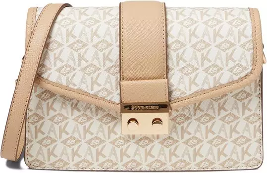 Сумка кросс-боди Anne Klein Small Flap Cube Logo Crossbody, цвет Oatmilk/White/Oatmilk