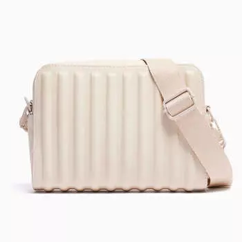 Сумка кросс-боди Bershka Faux Leather, бежевый