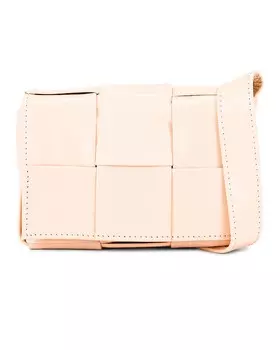 Сумка кросс-боди Bottega Veneta Card Case With Strap, цвет Melon Washed & Silver