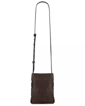 Сумка кросс-боди Bottega Veneta Cassette Phone Pouch Urban Leather, цвет Light Brown & Silver