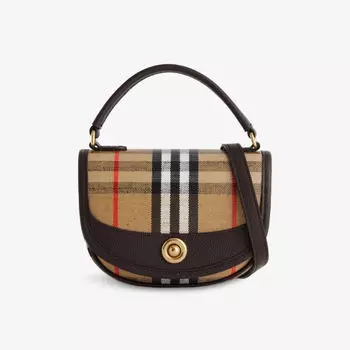 Сумка кросс-боди Burberry из смесового хлопка с принтом в клетку, желтый