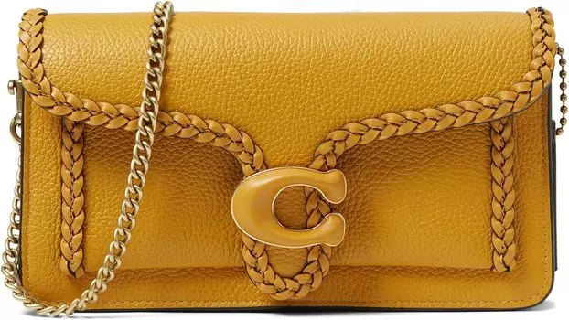 Сумка кросс-боди COACH Braided Leather Trim Tabby Chain Clutch, цвет Buttercup