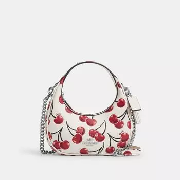 Сумка кросс-боди Coach Carmen Mini Crossbody Bag With Cherry Print, серебряный/мульти
