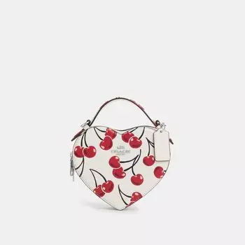 Сумка кросс-боди Coach Heart Crossbody Bag With Cherry Print, серебряный/мульти