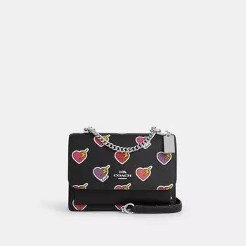 Сумка кросс-боди Coach Klare Crossbody Bag With Heart Bolt Print, цвет Silver/Black Multi