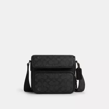 Сумка кросс-боди Coach Sullivan Flap Crossbody Bag, серый/угольный/черный