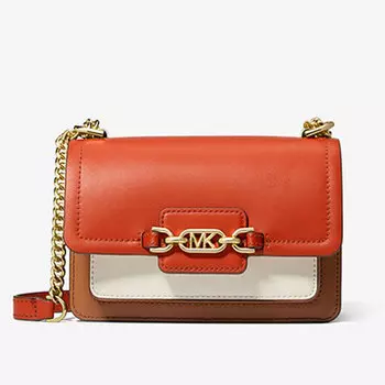 Сумка кросс-боди Michael Michael Kors Heather Extra-Small Color-Block Leather, темно-оранжевый