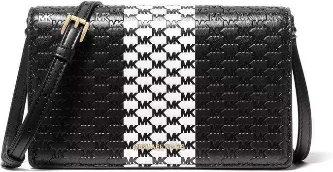 Сумка кросс-боди MICHAEL Michael Kors Jet Set Medium Flap Crossbody, цвет Black/Optic White