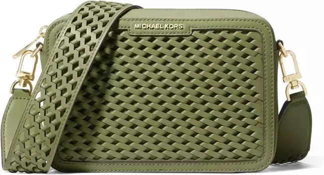 Сумка кросс-боди MICHAEL Michael Kors Jet Set Medium Camera Bag Woven Strap, цвет Smokey Olive