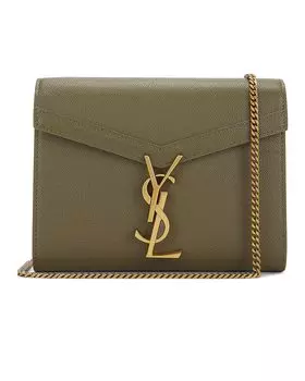 Сумка кросс-боди Saint Laurent Cassandra Wallet On Chain, цвет Vert Kaki