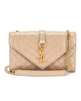 Сумка кросс-боди Saint Laurent Small Envelope Chain, цвет Dark Beige