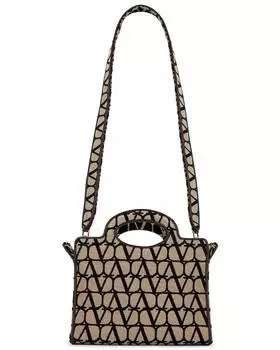 Сумка кросс-боди Valentino Garavani Small Monogram Tote, цвет Natural, Nero & Fondant