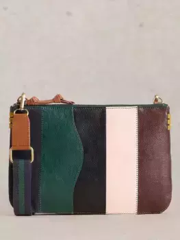 Сумка кросс-боди White Stuff Connie Double Pouch Leather, цвет green/multi