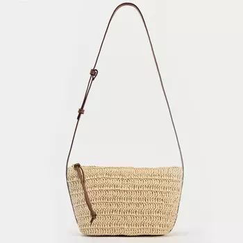 Сумка кросс-боди Zara Braided, бежевый/темно-коричневый