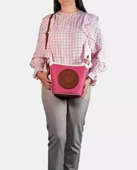 Сумка кроссбоди El Caballo с молнией из холста и кожи, фуксия