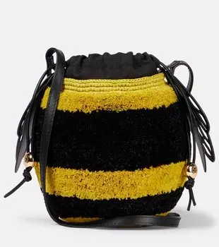 Сумка-кроссбоди из рафии с пчелами Paula's Ibiza Loewe, Yellow/Black