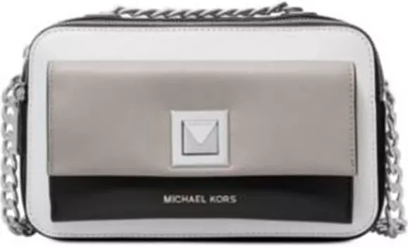 Сумка кроссбоди NEW AUTHENTIC MICHAEL KORS LARGE DOUBLE ZIP COATED LEATHER CROSSBODY (Black/White/Grey)